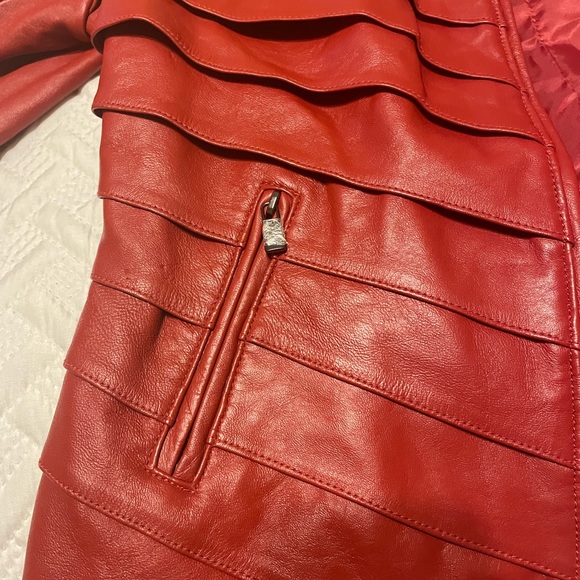 Neiman Marcus Red Leather Jacket - Picture 4 of 4